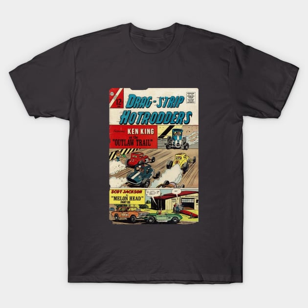 Retro Vintage Hot Rod Cars Comic Book Cover Artwork T-Shirt by New East 